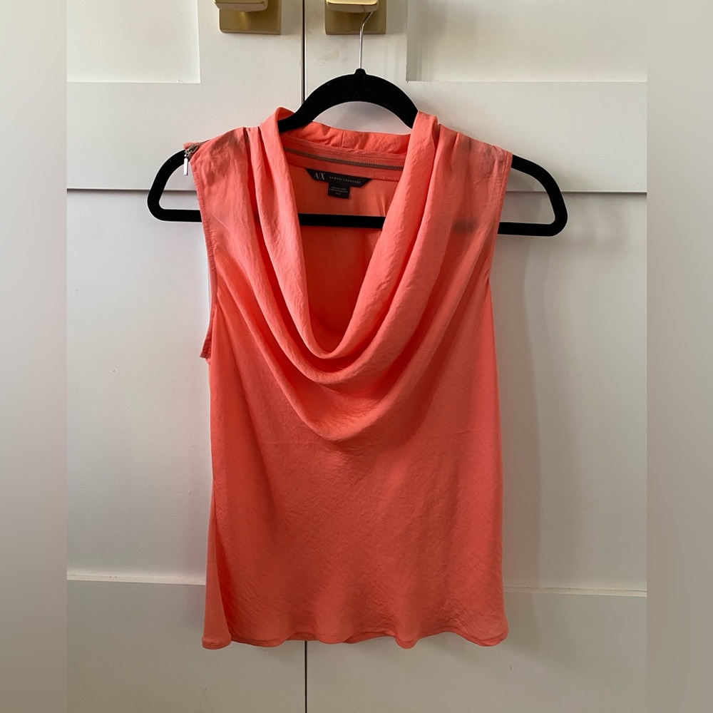 A|X Armani Exchange Flirty Zipper-Back Peach Top Size Medium